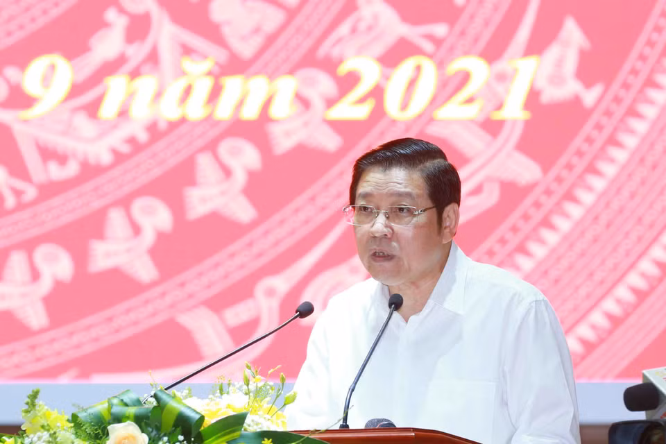 Ông Phan Đình Trạc, Ủy viên Bộ Chính trị, Bí thư Trung ương Đảng, Trưởng Ban Nội chính Trung ương phát biểu tại hội nghị. (Ảnh: Phương Hoa/TTXVN)