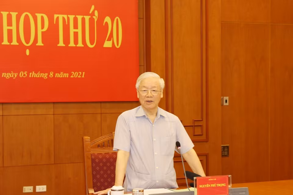Tổng Bí thư Nguyễn Phú Trọng phát biểu tại Phiên họp thứ 20 Ban Chỉ đạo Trung ương về phòng, chống tham nhũng . (Ảnh: Trí Dũng/TTXVN)