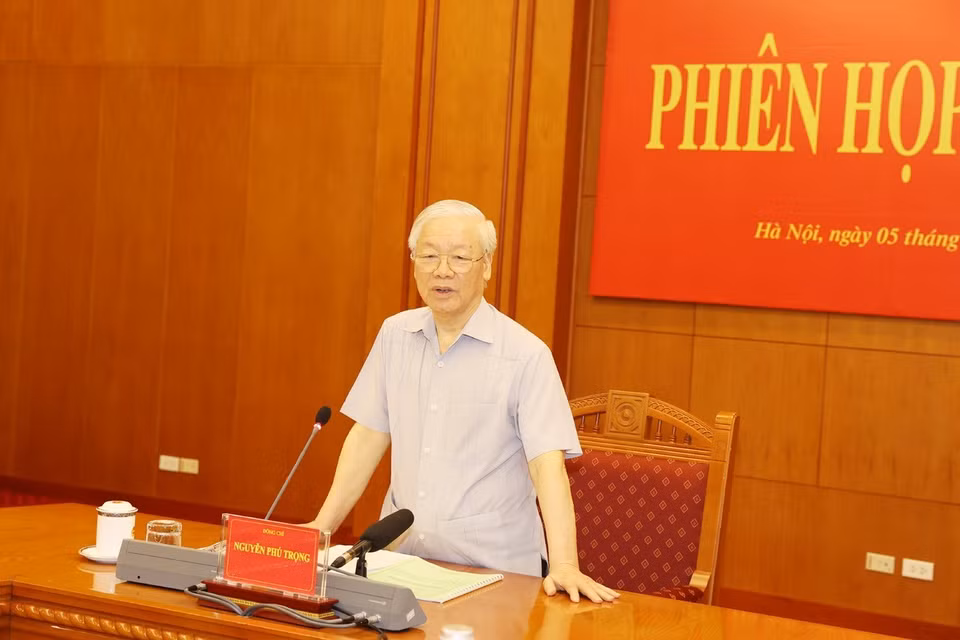 Tổng Bí thư Nguyễn Phú Trọng phát biểu khai mạc Phiên họp thứ 20 Ban Chỉ đạo Trung ương về phòng, chống tham nhũng . (Ảnh: Trí Dũng/TTXVN)