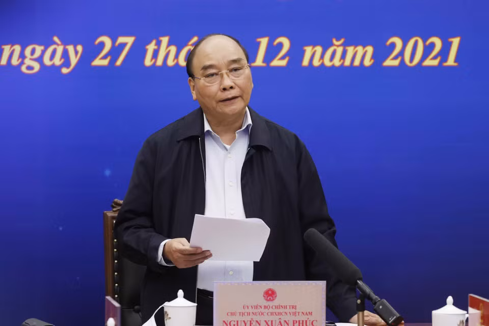 Chủ tịch nước Nguyễn Xuân Phúc phát biểu tại hội nghị. (Ảnh: Phương Hoa/TTXVN)