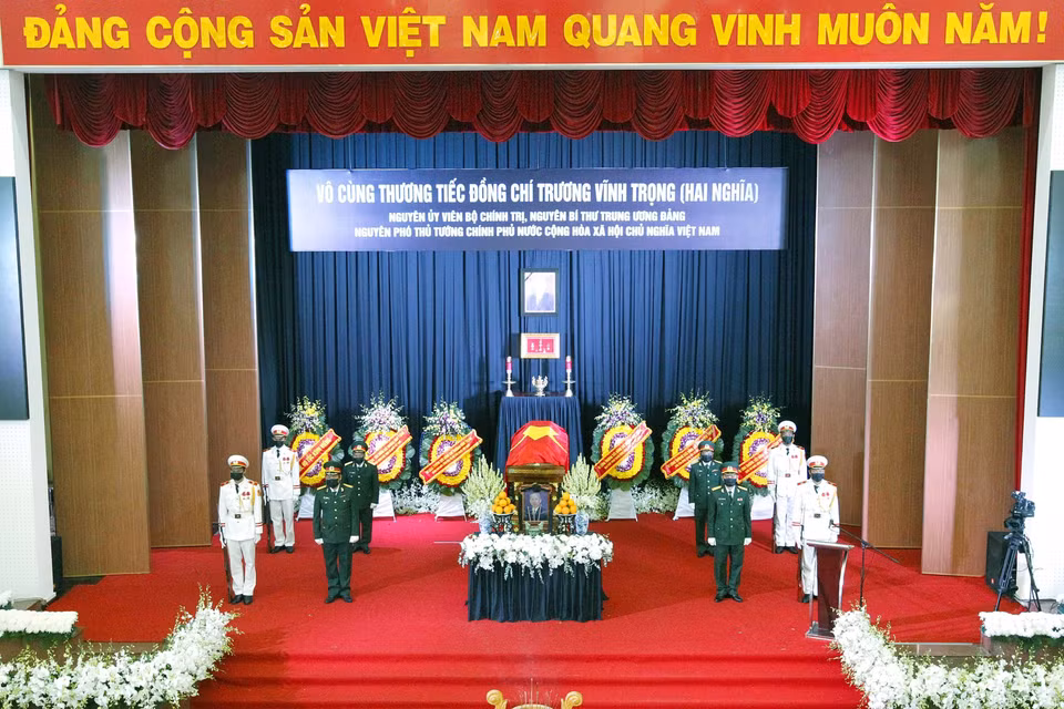 Quang cảnh Lễ truy điệu nguyên Phó Thủ tướng Trương Vĩnh Trọng. (Ảnh: Thanh Vũ/TTXVN)