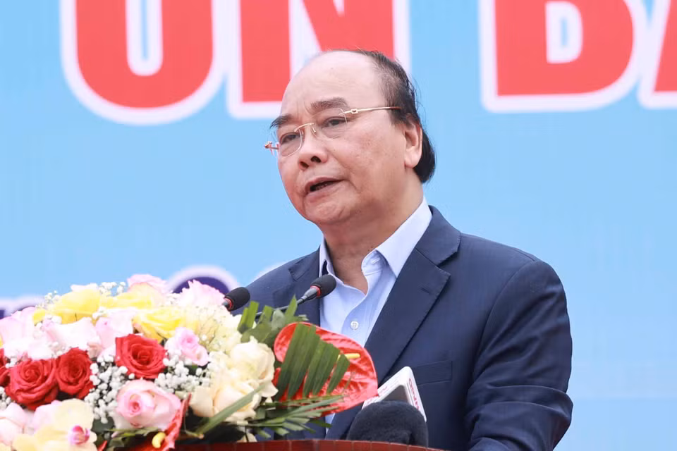 Chủ tịch nước Nguyễn Xuân Phúc phát biểu tại buổi lễ. (Ảnh: Thống Nhất/TTXVN)