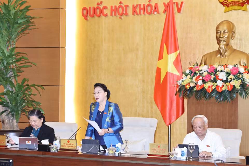 Chủ tịch Quốc hội Nguyễn Thị Kim Ngân phát biểu khai mạc. (Ảnh: Trọng Đức/TTXVN)