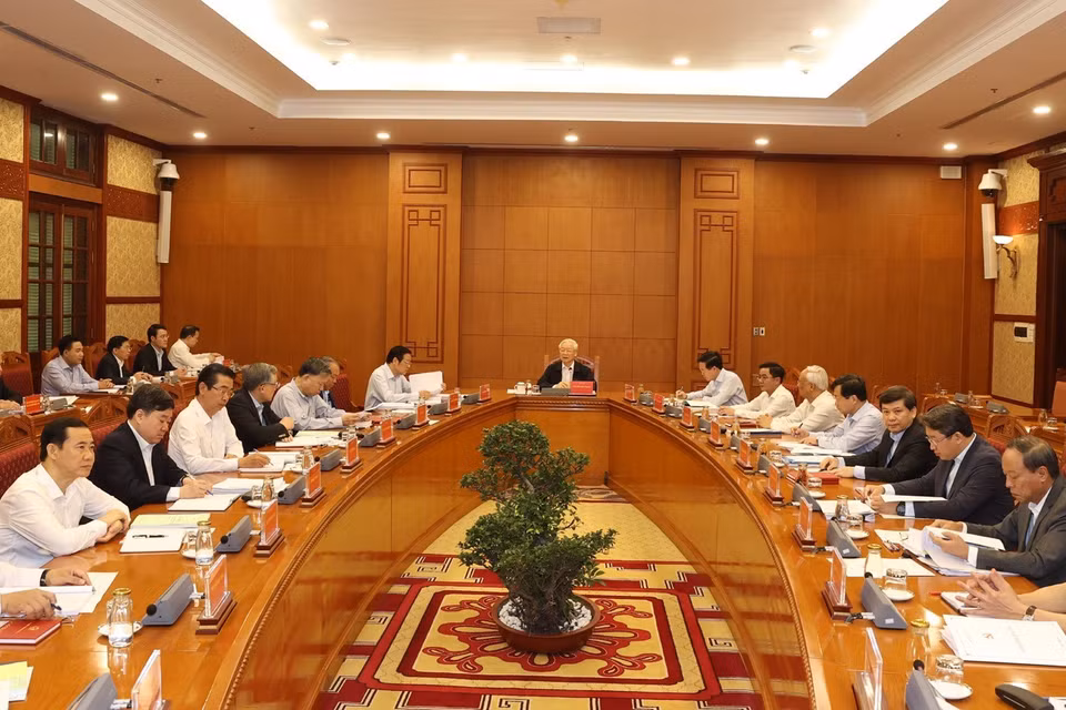 Tổng Bí thư, Chủ tịch nước Nguyễn Phú Trọng phát biểu chỉ đạo cuộc họp. (Ảnh: Trí Dũng/TTXVN)
