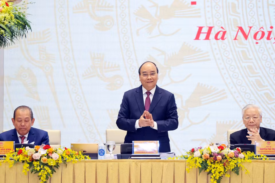 Thủ tướng Nguyễn Xuân Phúc tại hội nghị. (Ảnh: Thống Nhất/TTXVN)