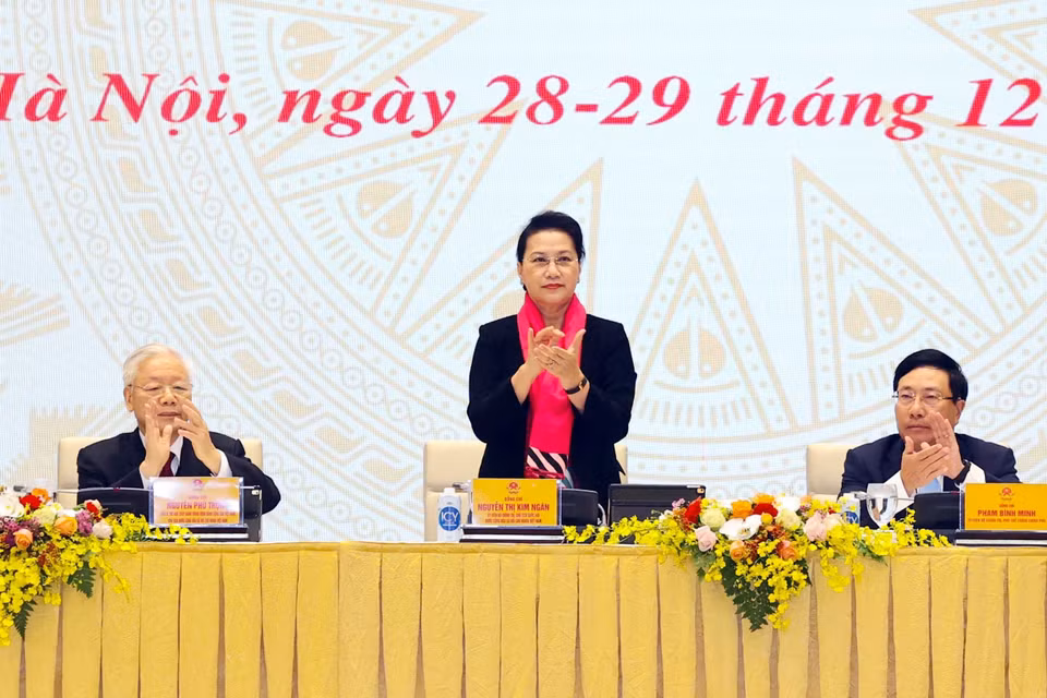 Chủ tịch Quốc hội Nguyễn Thị Kim Ngân tại hội nghị. (Ảnh: Thống Nhất/TTXVN)