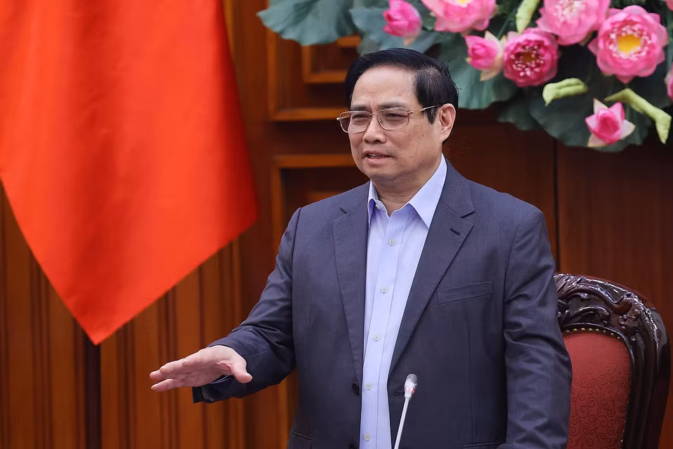 Thủ tướng Phạm Minh Chính phát biểu tại buổi làm việc với Liên hiệp các Hội Văn học nghệ thuật Việt Nam. (Ảnh: Dương Giang/TTXVN)