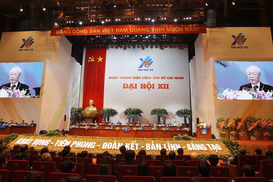 Tổng Bí thư Nguyễn Phú Trọng phát biểu chỉ đạo tại Đại hội đại biểu toàn quốc Đoàn Thanh niên Cộng sản Hồ Chí Minh. (Ảnh: Trí Dũng/TTXVN)