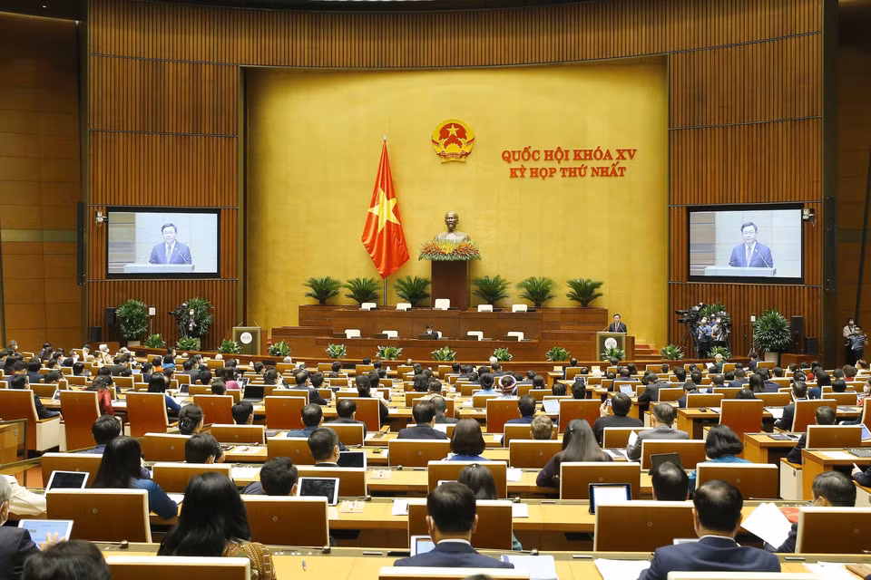 Chủ tịch Quốc hội khóa XIV Vương Đình Huệ phát biểu. (Ảnh: Doãn Tấn/TTXVN)