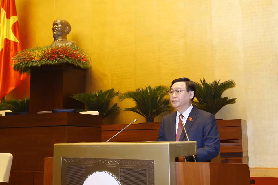 Chủ tịch Quốc hội khóa XIV Vương Đình Huệ phát biểu. (Ảnh: Doãn Tấn/TTXVN)