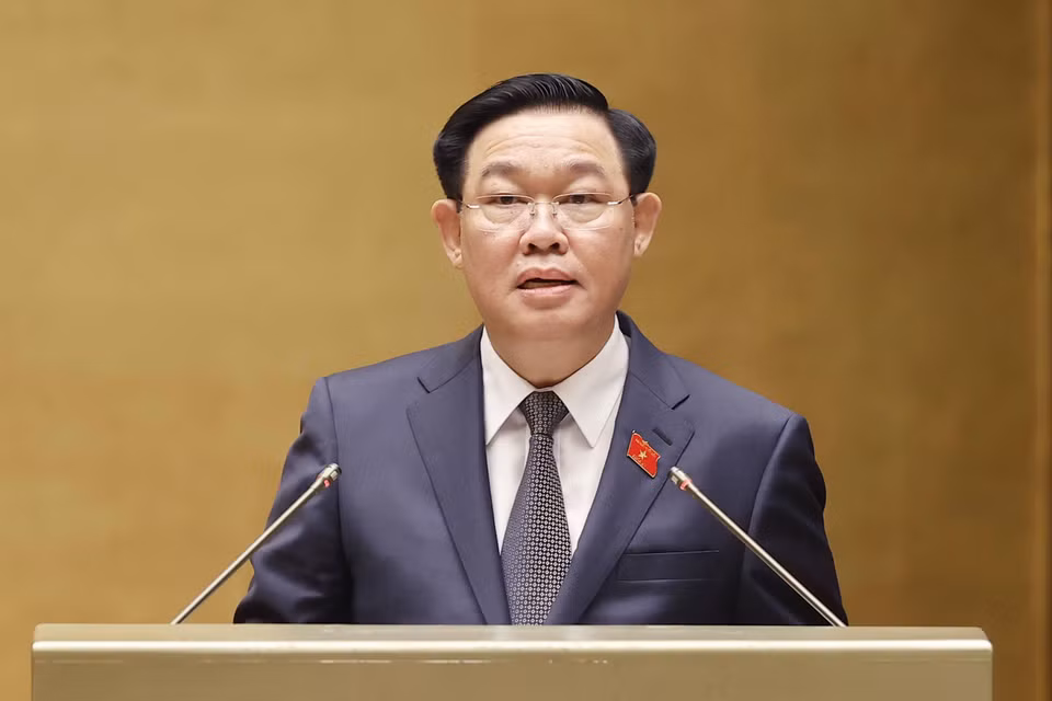 Chủ tịch Quốc hội Vương Đình Huệ phát biểu bế mạc kỳ họp.(Ảnh: Doãn Tấn/TTXVN)