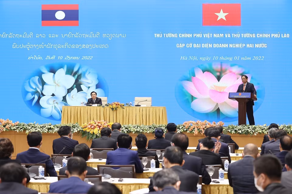 Thủ tướng Phạm Minh Chính phát biểu tại buổi gặp gỡ. (Ảnh: Dương Giang/TTXVN)