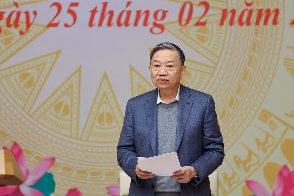 Bộ trưởng Bộ Công an Tô Lâm phát biểu. (Ảnh: Dương Giang/TTXVN)