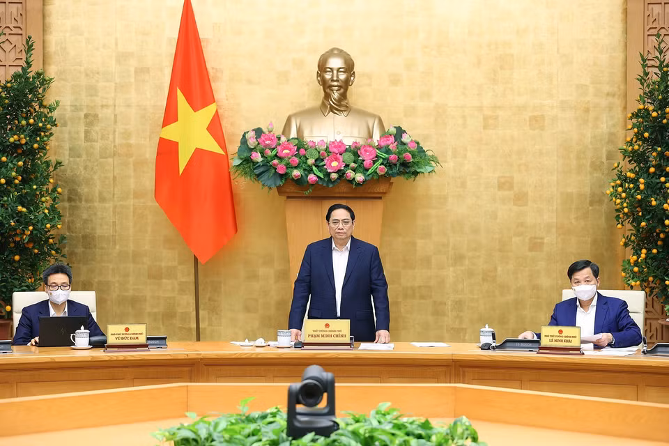Phiên họp Chính phủ cũng đánh giá dự thảo Nghị quyết của Chính phủ về chương trình phục hồi và phát triển kinh tế-xã hội. (Ảnh: Dương Giang/TTXVN)