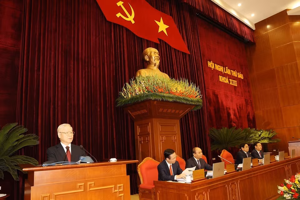Tổng Bí thư Nguyễn Phú Trọng phát biểu khai mạc hội nghị. (Ảnh: Trí Dũng/TTXVN)