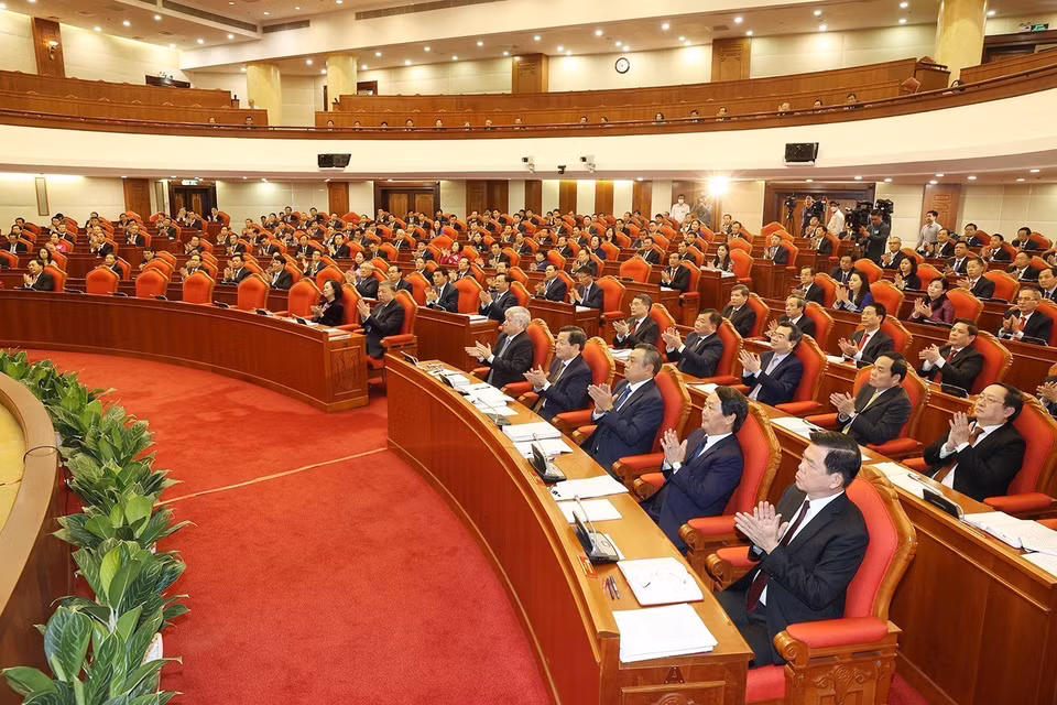 Các lãnh đạo Đảng, Nhà nước và các đại biểu dự phiên khai mạc hội nghị. (Ảnh: Trí Dũng/TTXVN)