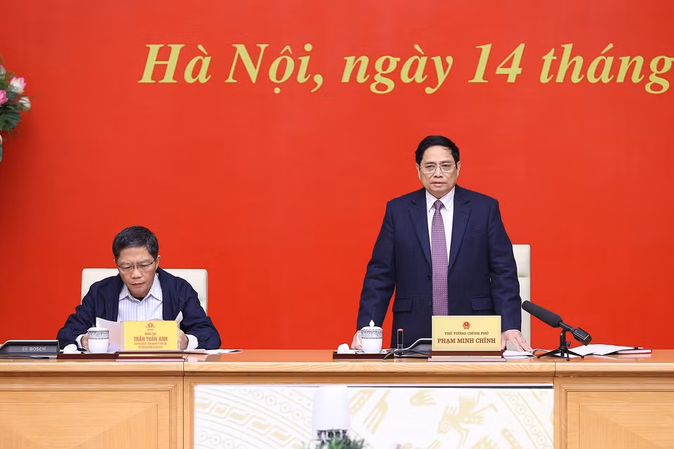 Hình ảnh Thủ tướng Phạm Minh Chính chủ trì hội nghị. (Ảnh: Dương Giang/TTXVN)