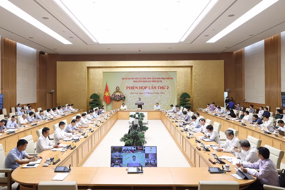 Quang cảnh phiên họp tại điểm cầu Trụ sở Chính phủ. (Ảnh: Dương Giang/TTXVN)