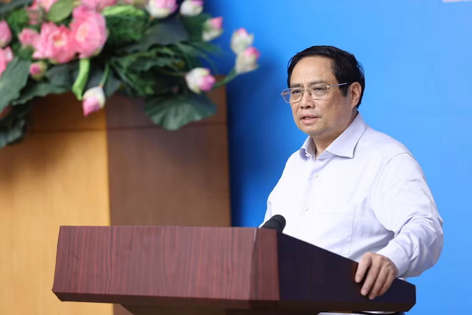 Thủ tướng Phạm Minh Chính phát biểu tại hội nghị. (Ảnh: Dương Giang/TTXVN)