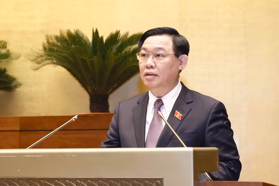 Chủ tịch Quốc hội Vương Đình Huệ phát biểu bế mạc kỳ họp. (Ảnh: Doãn Tấn/TTXVN)