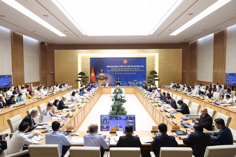 Quang cảnh diễn đàn tại điểm cầu Chính Phủ. (Ảnh: Dương Giang/TTXVN)