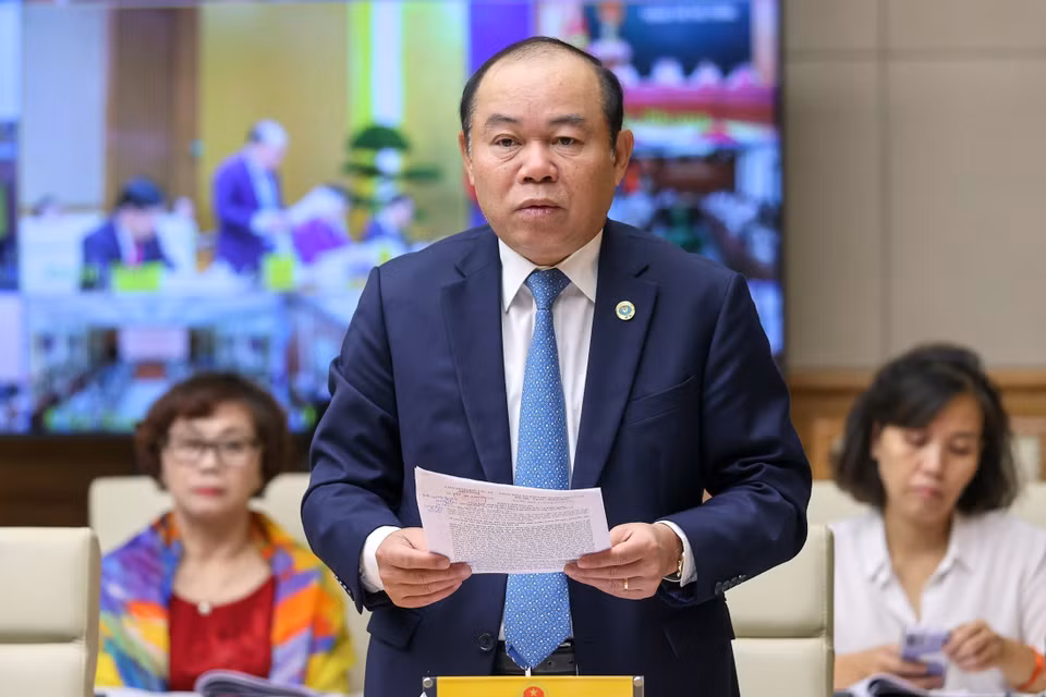 Chủ tịch Liên minh Hợp tác xã Việt Nam Nguyễn Ngọc Bảo trình bày báo cáo. (Ảnh: Dương Giang/TTXVN)