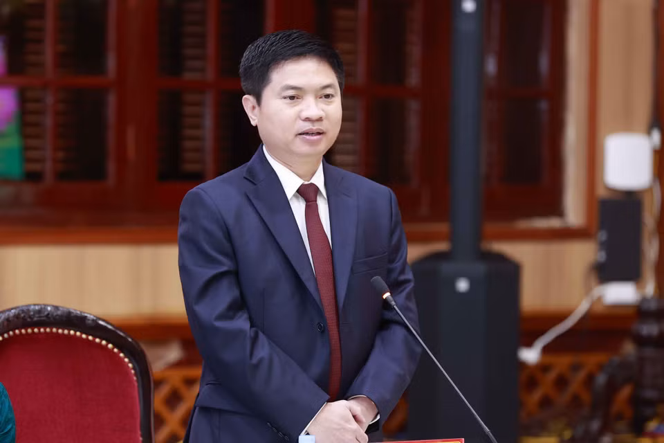 Chủ tịch UBND tỉnh Hà Nam Trương Quốc Huy phát biểu. (Ảnh: Doãn Tấn/TTXVN)