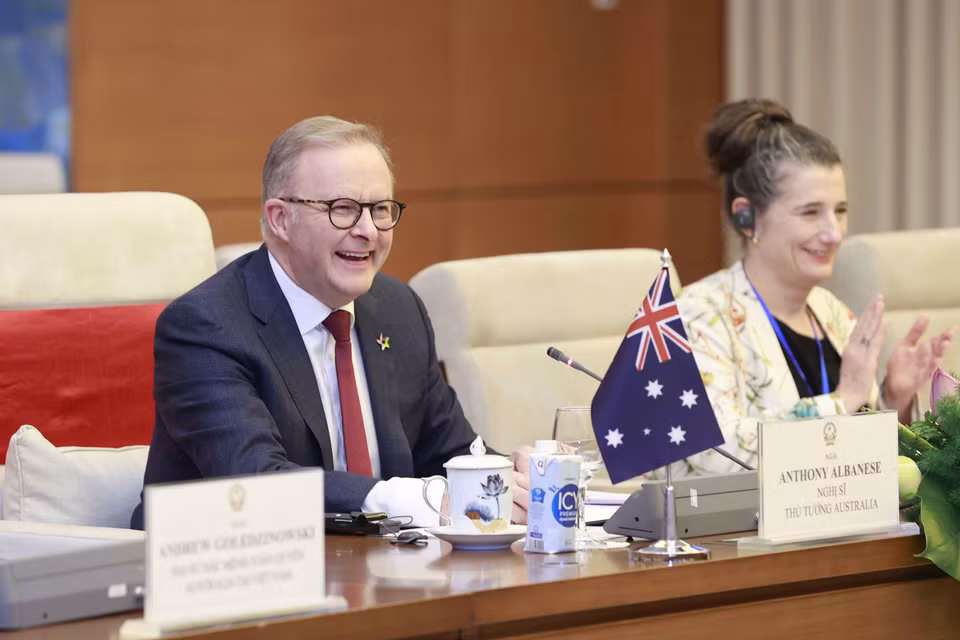 Thủ tướng Australia Anthony Albanese phát biểu. (Ảnh: Doãn Tấn/TTXVN)