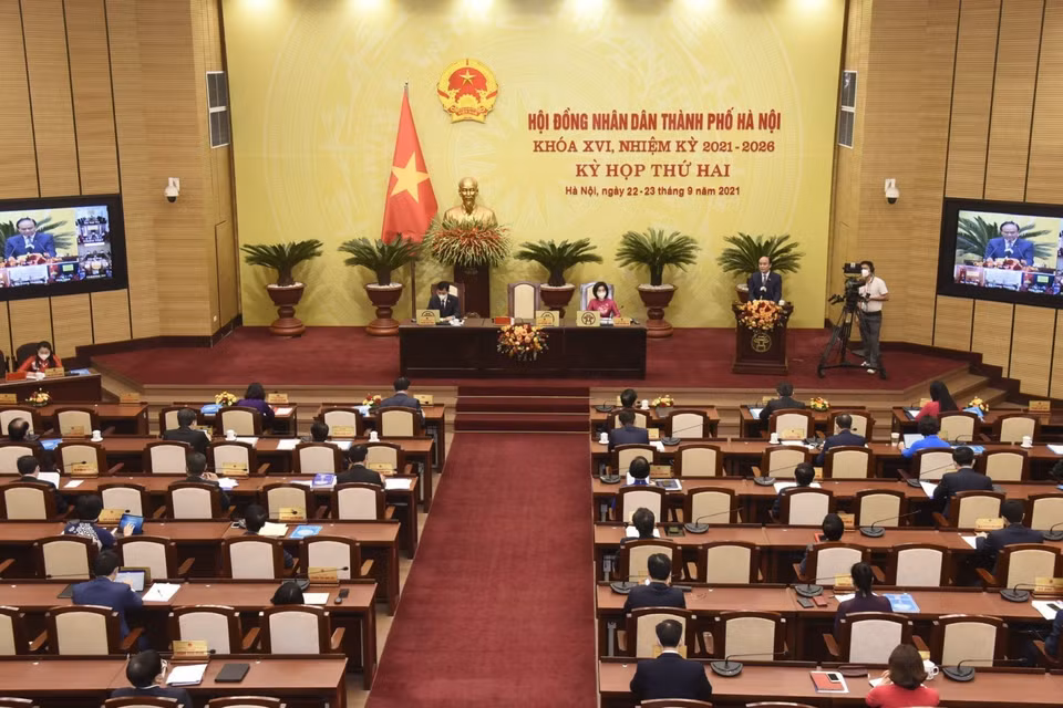 Toàn cảnh phiên khai mạc kỳ họp thứ hai, Hội đồng Nhân dân thành phố khóa XVI. (Ảnh: TTXVN)