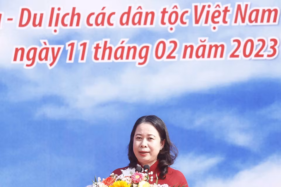 Quyền Chủ tịch nước Võ Thị Ánh Xuân phát biểu tại lễ khai mạc. (Ảnh: Thống Nhất/TTXVN)