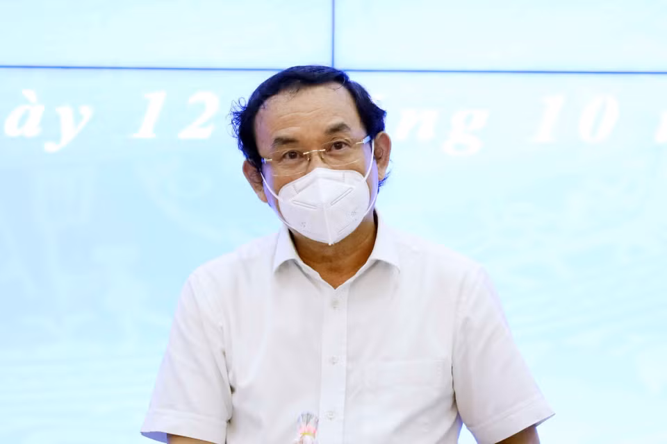 Ông Nguyễn Văn Nên, Ủy viên Bộ Chính trị, Bí thư Thành ủy Thành ủy Hồ Chí Minh, phát biểu. (Ảnh: Thống Nhất/TTXVN)