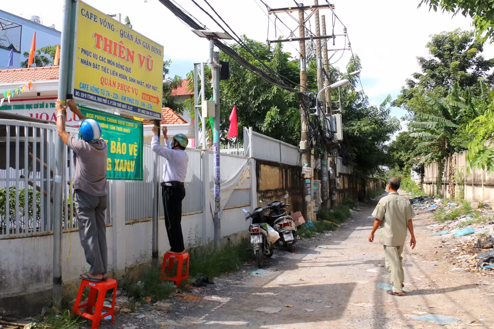 Nhân dân phường Tân Thới Nhất, quận 12 tăng cường mở rộng vùng xanh. (Ảnh: Thanh Vũ/TTXVN)