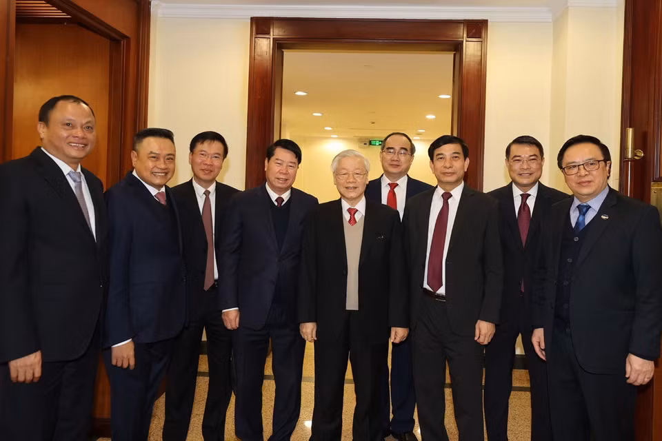 Tổng Bí thư, Chủ tịch nước Nguyễn Phú Trọng với các đại biểu. (Ảnh: Trí Dũng/TTXVN)