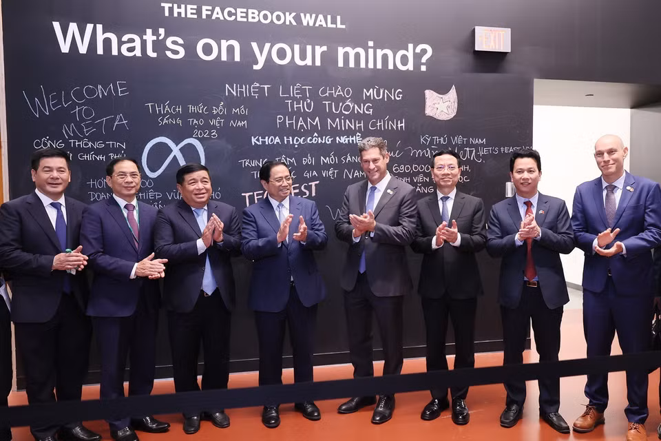 Thủ tướng Phạm Minh Chính thăm Tập đoàn Truyền thông Xã hội và Công nghệ META. (Ảnh: Dương Giang/TTXVN)