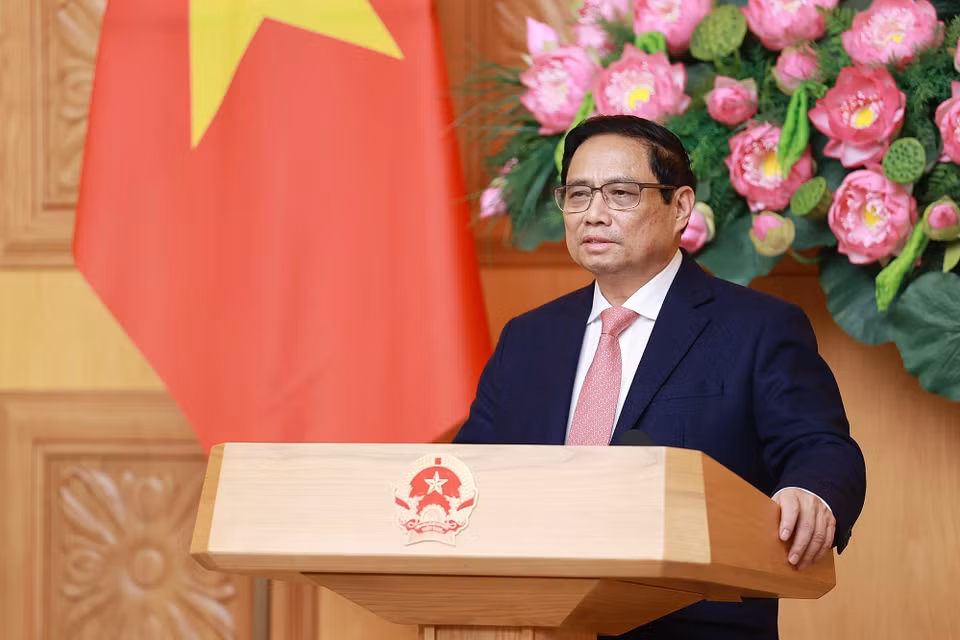 Thủ tướng Phạm Minh Chính phát biểu. (Ảnh: Dương Giang/TTXVN)