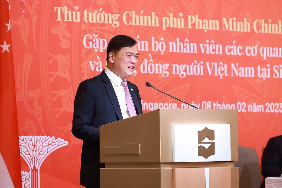 Đại sứ Việt Nam tại Singapore Mai Phước Dũng phát biểu.(Ảnh: Dương Giang/TTXVN)