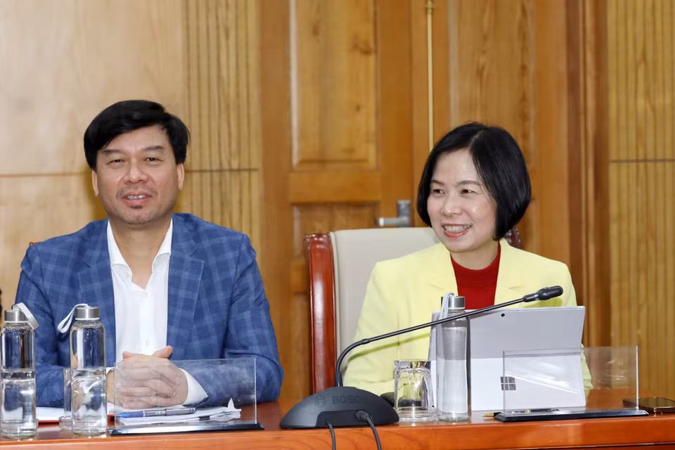 Bí thư Đảng ủy, Tổng Giám đốc Thông tấn xã Việt Nam Vũ Việt Trang cùng đại biểu dự hội nghị. (Ảnh: Phương Hoa/TTXVN)