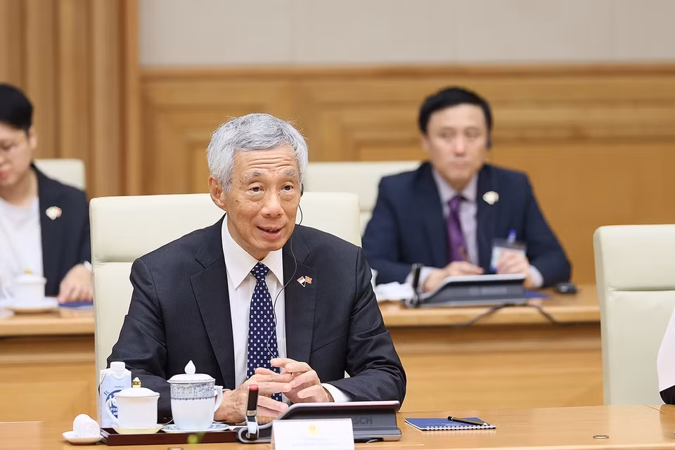 Thủ tướng Singapore Lý Hiển Long bày tỏ hài lòng về sự phát triển của quan hệ Việt Nam-Singapore thời gian qua; nhấn mạnh Việt Nam là đối tác chiến lược quan trọng của Singapore ở khu vực. (Ảnh: Dương Giang/TTXVN)
