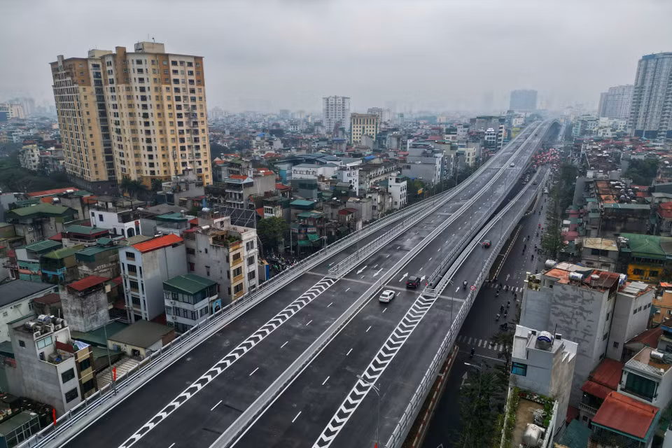 Đường Vành đai 2 trên cao thông xe sáng 11/1. (Ảnh: Tuấn Anh/TTXVN)