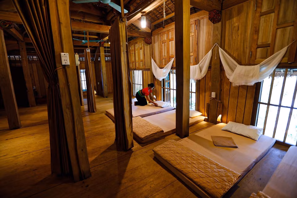 Một không gian nghỉ ngơi cộng đồng tại Homestay Ngọc Nhiên, xã Tiền Phong, Đà Bắc. (Ảnh: Trọng Đạt/TTXVN)