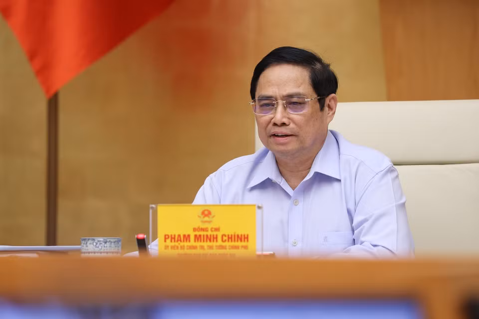 Thủ tướng Phạm Minh Chính, Trưởng Ban Chỉ đạo chủ trì làm việc với các địa phương và 9.043 xã, phường, thị trấn trên cả nước. (Ảnh: Dương Giang/TTXVN)