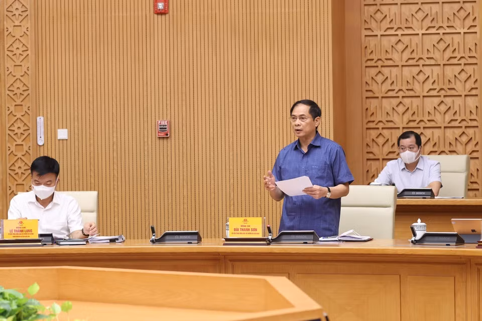 Bộ trưởng Bộ Ngoại giao Bùi Thanh Sơn phát biểu. (Ảnh: Dương Giang/TTXVN)