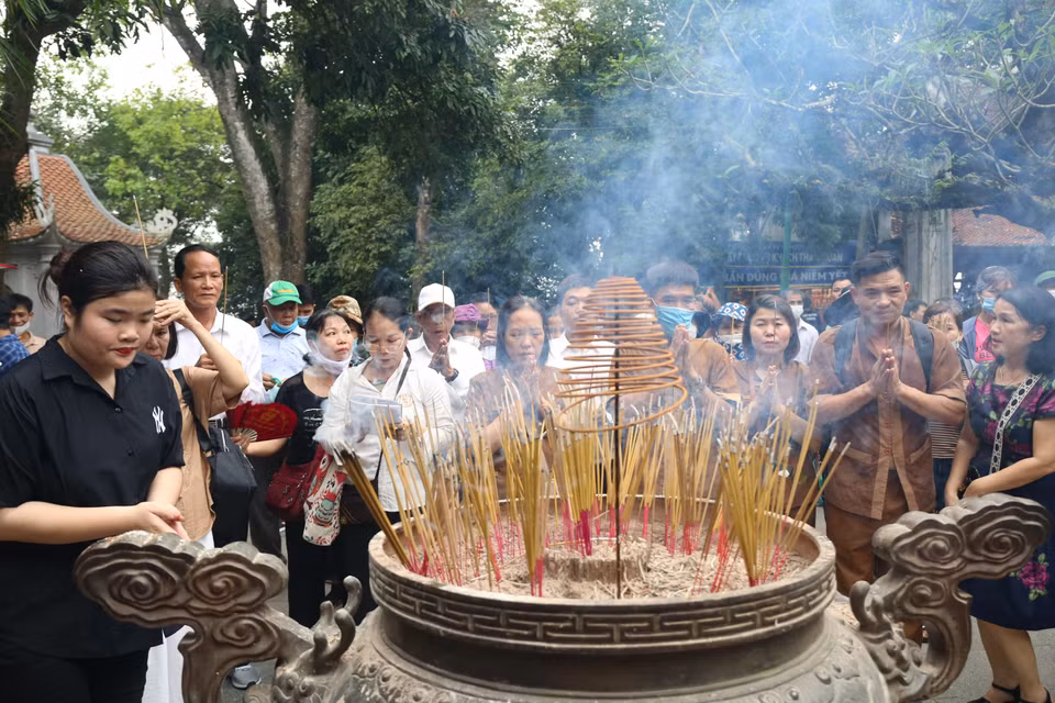 Giỗ Tổ Hùng Vương - Lễ hội Đền Hùng đã trở thành một nếp sinh hoạt văn hóa phổ biến trong đời sống của đông đảo người Việt Nam. (Ảnh: Hoài Nam/Vietnam+)