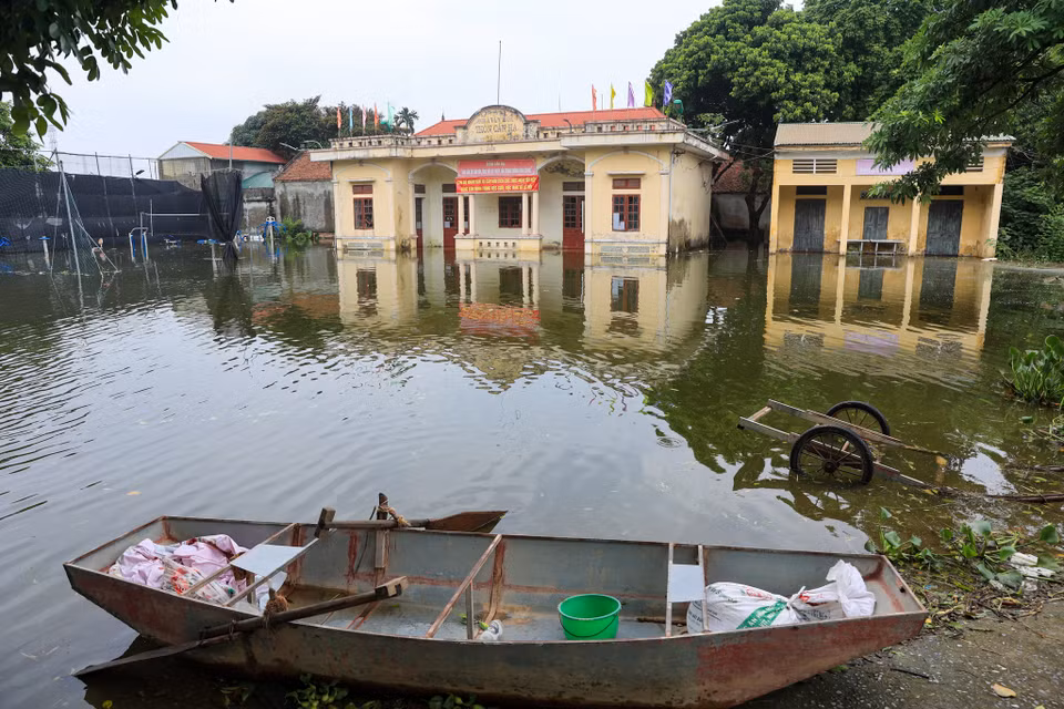 Sân chơi nhà văn hóa thôn Cấn Hạ (Cấn Hữu, Quốc Oai, Hà Nội). (Ảnh: Hoài Nam/Vietnam+)