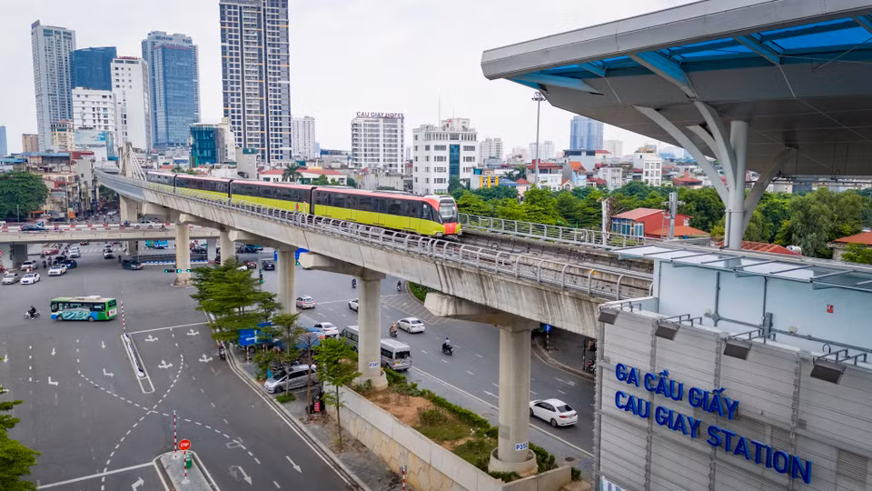 Hiện tại, tuyến từ Nhổn đến ga Cầu Giấy đã được đưa vào hoạt động từ ngày 8/8/2024. (Ảnh: Hoài Nam/Vietnam+)