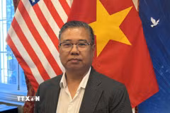 Ông Gary Thanh Nguyễn, Chủ nhiệm Câu lạc bộ Doanh nhân và Người Việt yêu nước vùng Đại đô thị Washington (DMV). (Ảnh: Ngọc Quang/TTXVN)