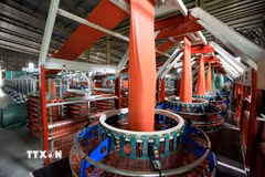 Dây chuyền sản xuất bao bì hiện đại, cung cấp các sản phẩm chất lượng cho thị trường. (Ảnh: Tuấn Anh/TTXVN)