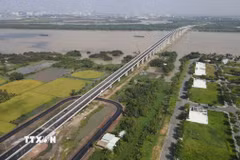 Cầu Nhơn Trạch nối Thành phố Hồ Chí Minh và Đồng Nai, thuộc Dự án thành phần 1A, tuyến Vành đai 3 Thành phố Hồ Chí Minh chính thức đưa vào khai thác. (Ảnh: Sỹ Tuyên/TTXVN)