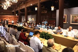 Quang cảnh hội thảo tại Di tích Văn Miếu-Quốc Tử Giám. (Ảnh: Trịnh Ngọc/Vietnam+)