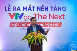 Ông Nguyễn Thanh Lâm, Ủy viên Ban Chấp hành Trung ương Đảng, Tổng Giám đốc Đài Truyền hình Việt Nam tại buổi ra mắt nền tảng VTVgo The Next. (Ảnh: CTV/Vietnam+)